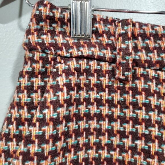 ModCloth Women's Brown Wide Leg Geometric Wool Blend Retro Trouser Pants Sz 2 - Picture 6 of 16